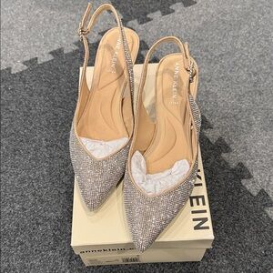 Anne Klein Glittering Silver Slingback Heels